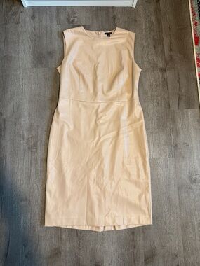 NWOT** Ann Taylor Sleeveless Faux Leather Midi Dress in Blush Nude